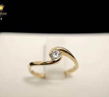 ZLATNI PRSTEN S DIJAMANTOM - 0,18ct - 2,17G (14K) / R1, RATE !! - cover