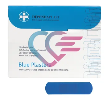 FLASTER DETEKTABILNI – DEPENDAPLAST 7,5cm x 2,5cm, PLAVI, a’100 - cover
