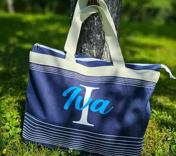 Torba za plažu – plava s linijama - cover