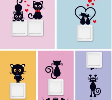 (5 kom) naljepnica za utičnice i prekidače Curious Cats - cover