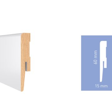 Lajsna za laminat ARBITON Diamond MDF bijela visoki sjaj duljine 2,4m - visina od 60 do 100mm (10 komada) - GP0601 60x15mm - cover