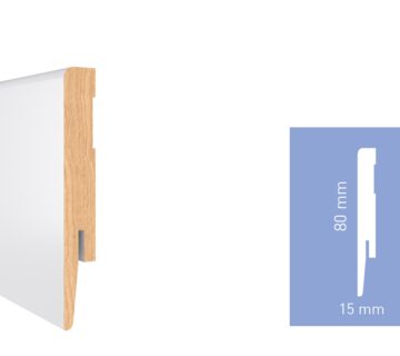 Lajsna za laminat ARBITON Diamond MDF bijela visoki sjaj duljine 2,4m - visina od 60 do 100mm (10 komada) - GP0801 80x15mm - cover