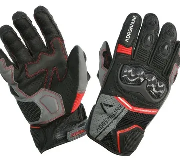 Moto rukavice kožne ADRENALINE HEXAGON PPE crna/siva/crvena - cover