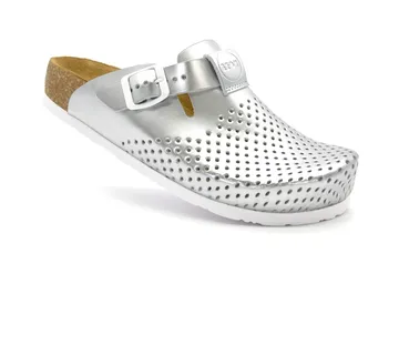 KOŽNE ANATOMSKE KLOMPE, Srebrna, BBAHA - cover