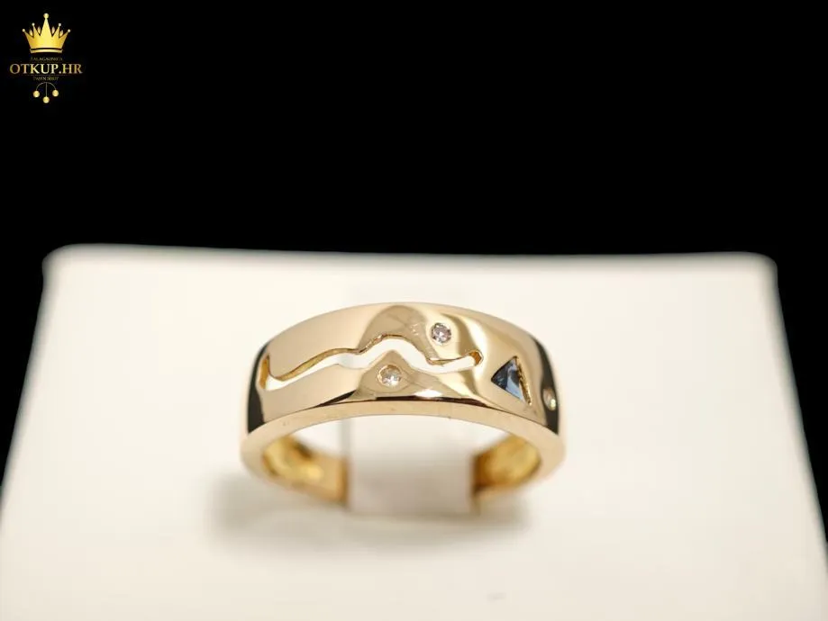 ZLATNI PRSTEN 3.45G 14K S DIJAMANTIMA / R1, RATE !! - cover
