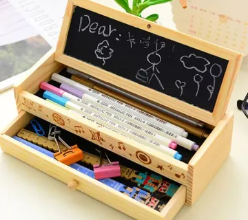 Drvena kutija za olovke i ostali pribor sa pločom - cover