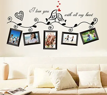 Dekorativna zidna naljepnica - Lovebirds - okvir za fotografije - cover