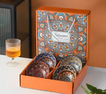 Boemski keramički set zdjelica s poklon kutijom–unikatni porculan - cover