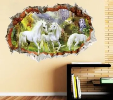 Velika Zidna naljepnica Bijeli konj 90x60cm - cover