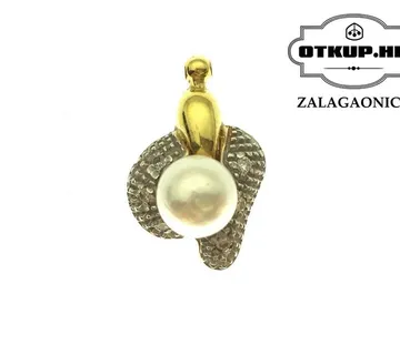 ZLATNI PRIVJESAK SA BISEROM I DIJAMANTIMA, 3,35G (18K) / R1, RATE !! - cover
