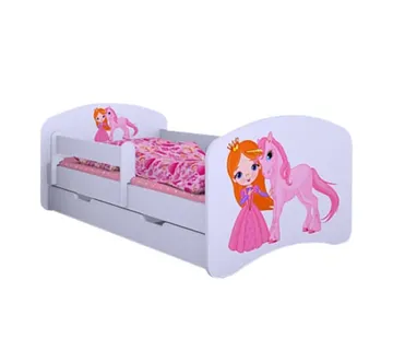 Drveni dječji krevet Happy princeza i jednorog s ladicom – 180*90 - cover