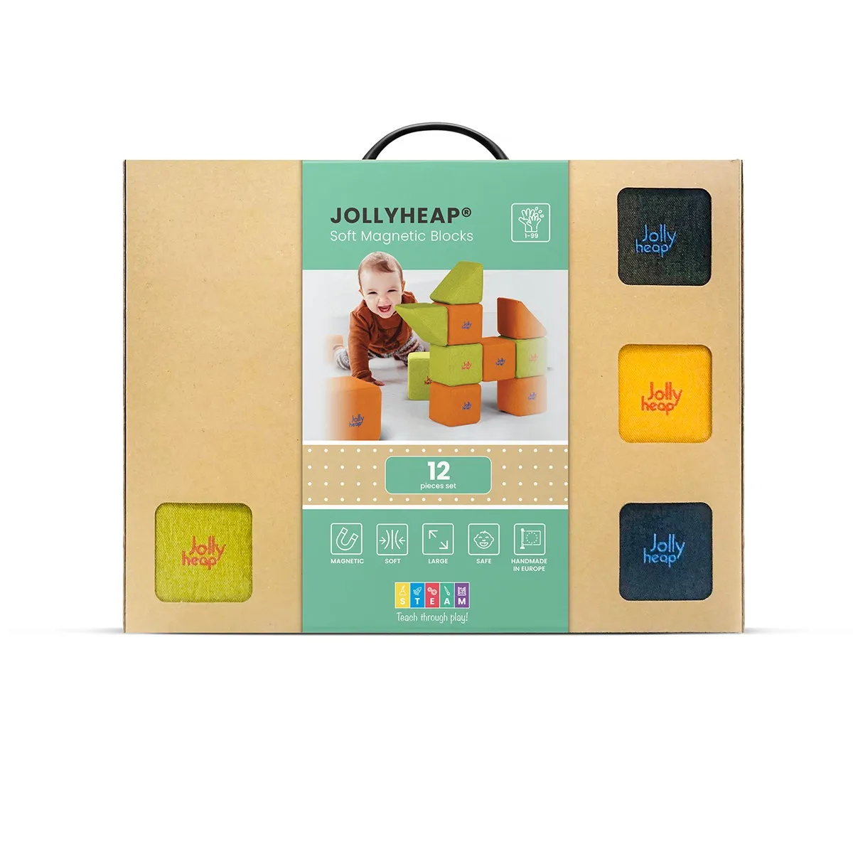 JollyHeap igračka za razvoj bebe za 1,2,3 godine 12 blokova Pixi set - razne kombinacije boja - cover