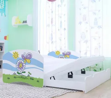 Drveni dječji krevet Happy leptir s dodatnim ležajem – 180×90 - cover