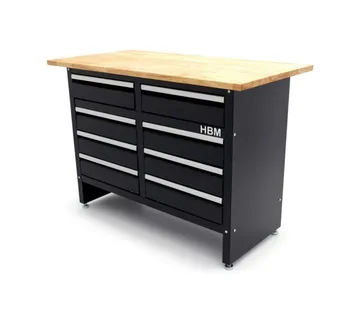 Radni stol s 8 ladica i radnom pločom od punog drveta - cover