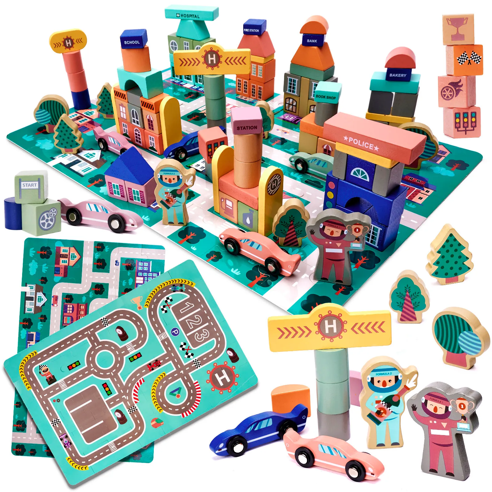 Drvene kocke puzzle grad 160 kom. - cover