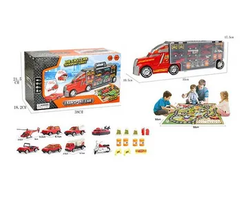 Kamion s autićima i kartom za igranje - cover