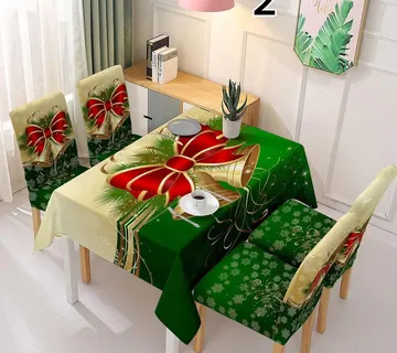Božićni stolnjak + 6 rastezljivih navlaka za stolice - cover