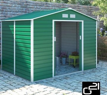 Vrtna metalna kuća-uta-šupa 4,84 m² - 2,7 m x 1,8 m - ZELENA - cover