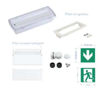 Panik svjetiljka (lampa) LED-EME-507L50-AC220-24V-4.4W-4000K-4 00lm-IP65-Non Maintained - cover