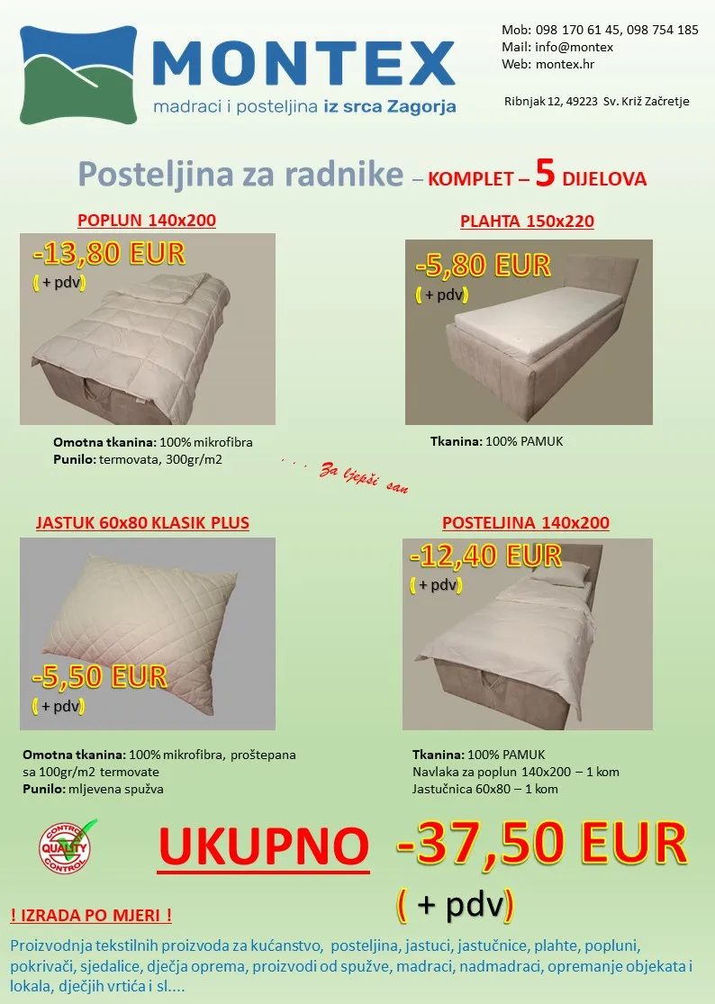 Posteljina za radnike – 5 dijelova - cover