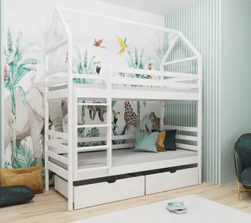 Krevet kućica – drveni dječji krevet na kat Alex 160×80 – puno drvo - cover