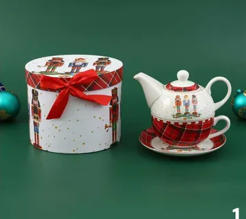 Božićni čajnik + tanjur u poklon kutiji - cover