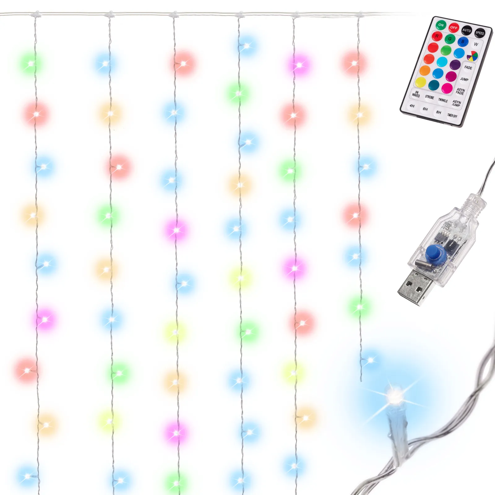 LED zavjese 3x3m na daljinski upravljač 16 boja - cover