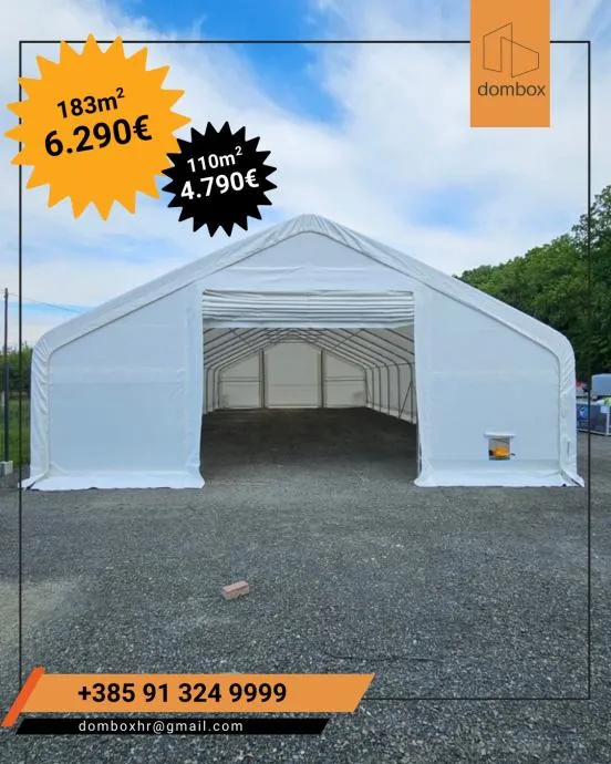 Montažna hala / montažni šator 9.15x12m 4,5m (V) 110m2 DOSTUPNO ODMAH - cover