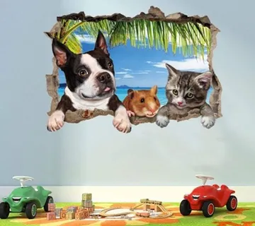 Zidna naljepnica 3D - Pet friends - cover