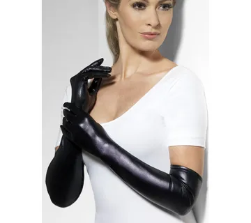 Crne rukavice Wet look - cover