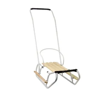 Metalne sanjke s naslonom za guranje i trakom bijele - cover