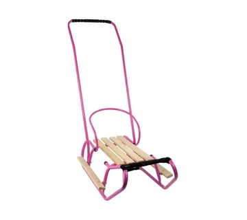 Metalne sanjke s naslonom za guranje i trakom roze - cover