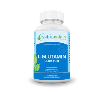L-glutamine aminokiselina ultra pure 500mg, 90 vcaps - cover