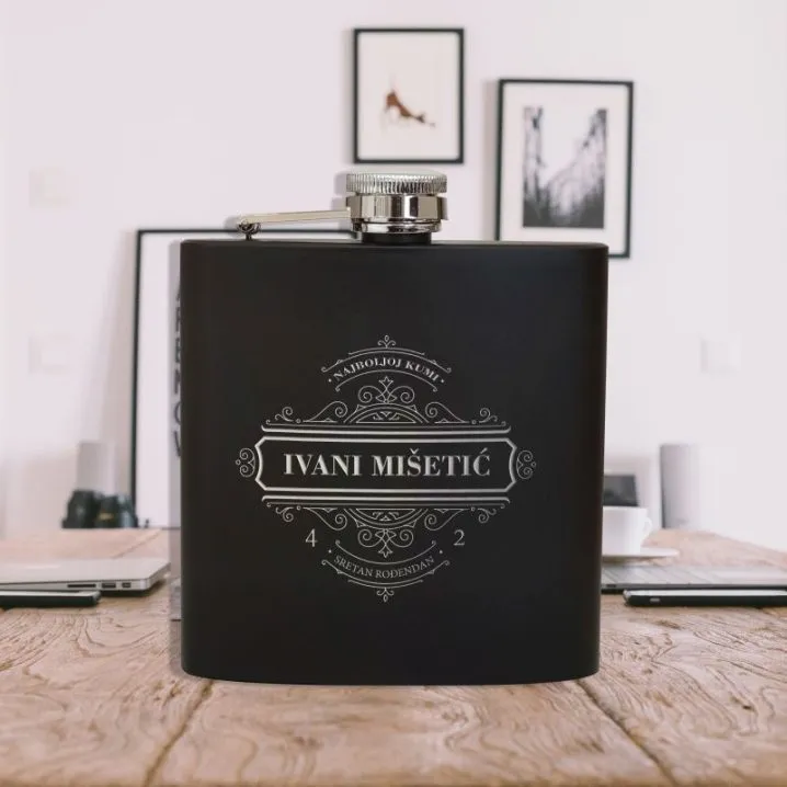 Personalizirana pljoska povodom rođendana – crna mat - cover