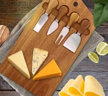 Set noževa za sir s drvenom daskom od bagremova drveta - cover