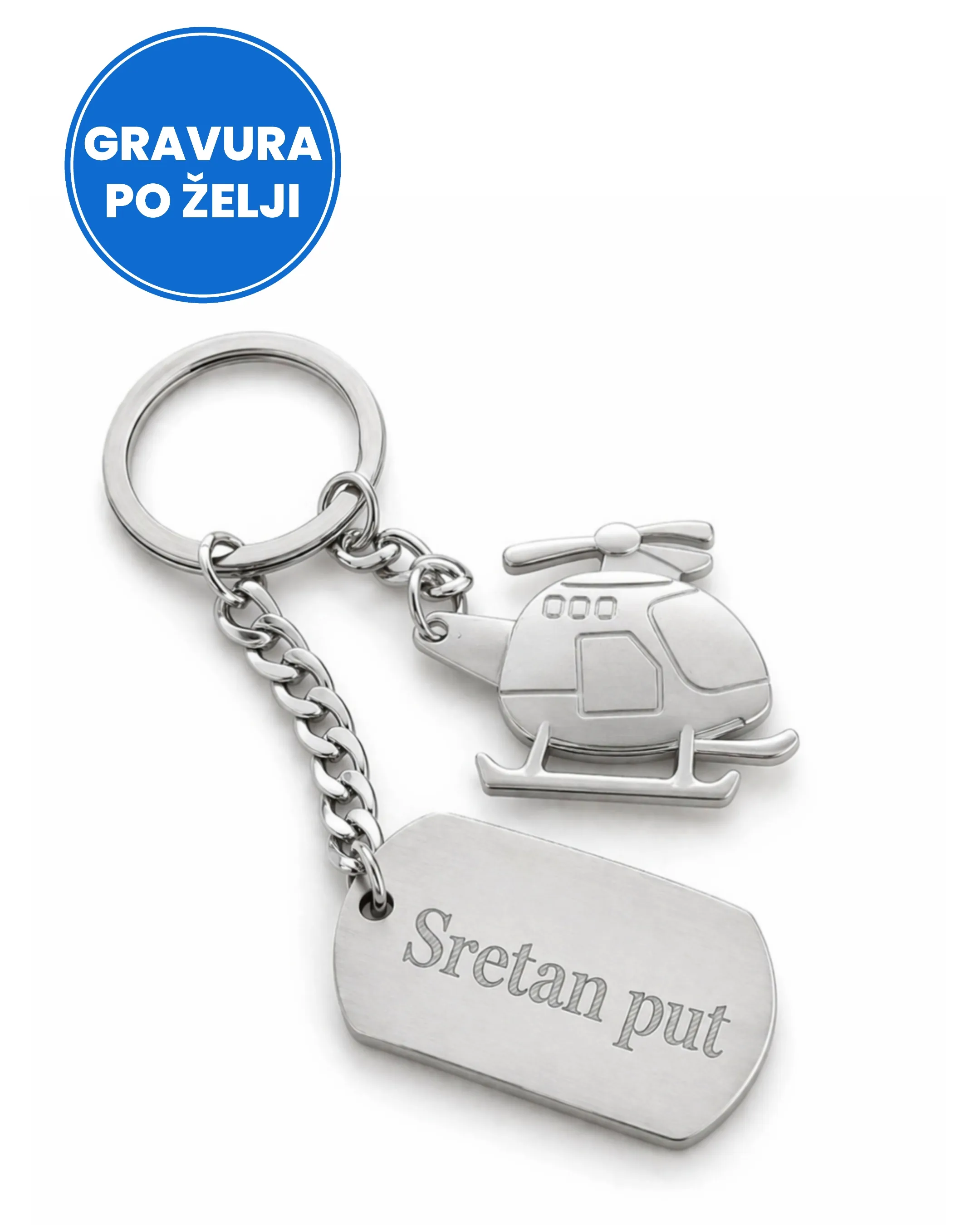 Privjesak za ključeve helikopter s pločicom - cover