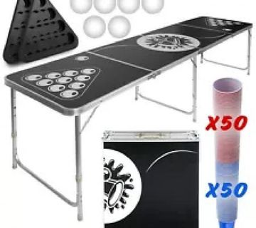 Beer Pong stolni set + 100 šalica i 6 kuglica pivskog pong pića za zab - cover