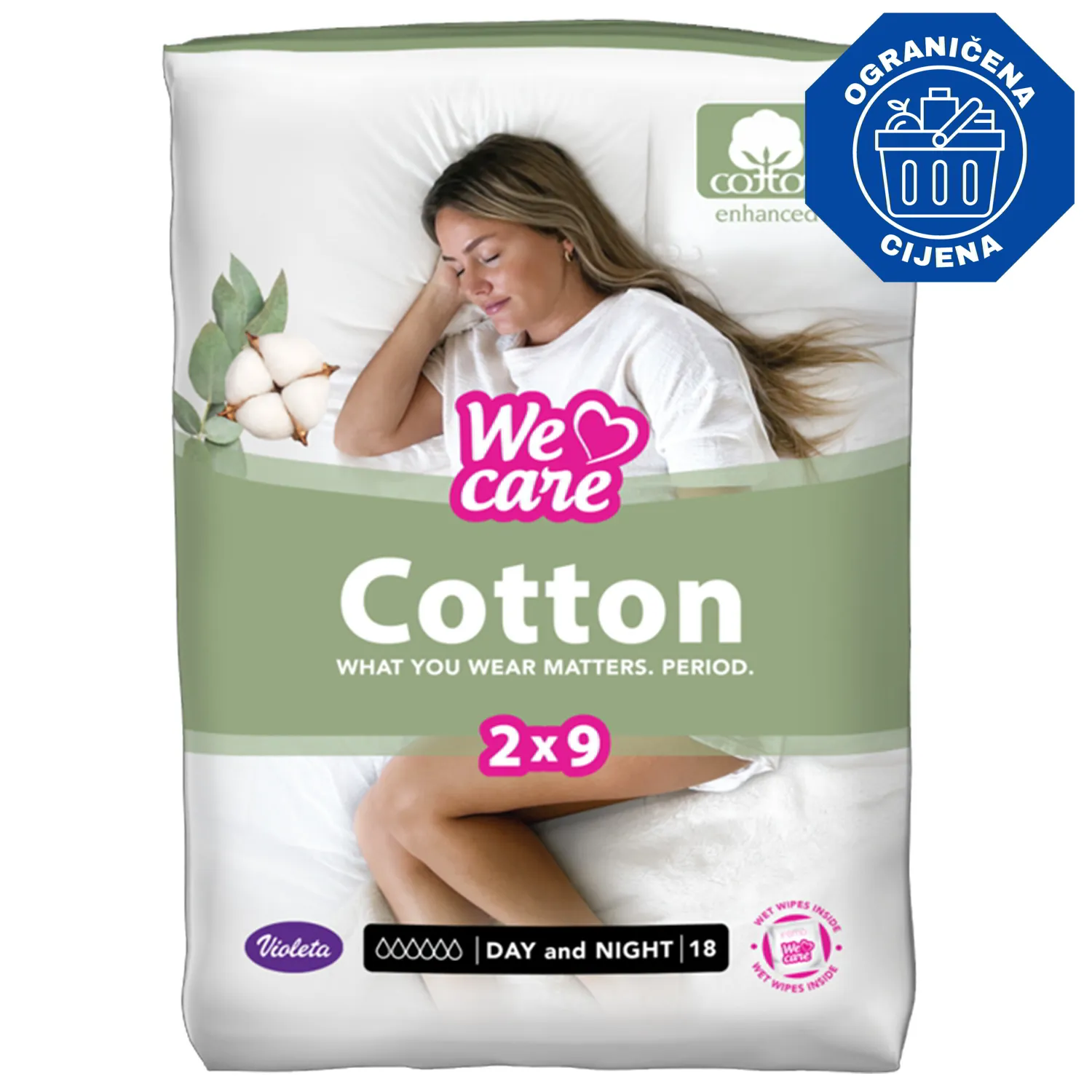 Violeta Cotton Day&Night ženski ulošci, 18/1 (12 KOM.); ZG (Jarun) - cover