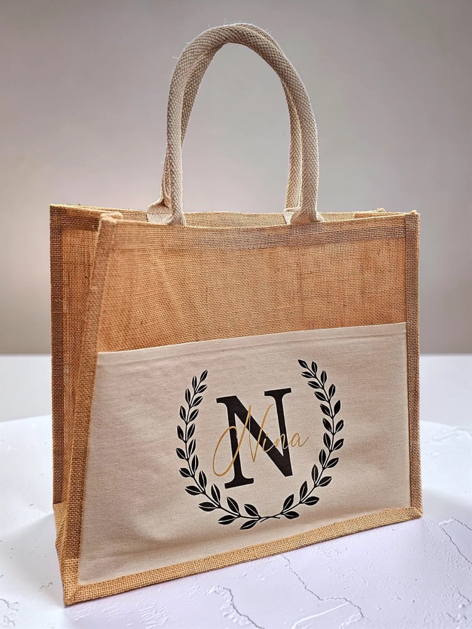 Jutena bež torba za shopping - cover