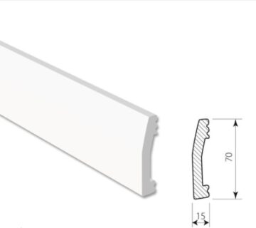 Lajsna za laminat Profifloor bijela duljine 2,4m - visina od 60 do 120mm - podna lajsna - Bijela PF0307 70x15mm - cover
