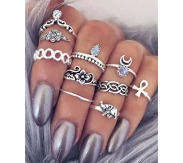 Vintage Boho Set prstenja - komplet 10 prstena - cover