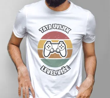 Retro majica za gejmere – Tata uvijek level više - cover