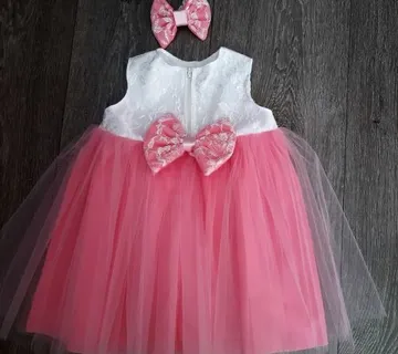 Svečana haljina za djevojčice - bijelo/roza - vel. 92 - cover