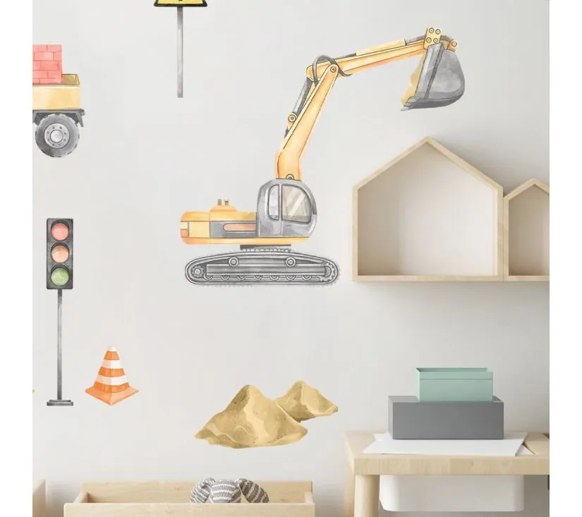 Pastelowe zidne naljepnice gradilište set 2 žute - cover