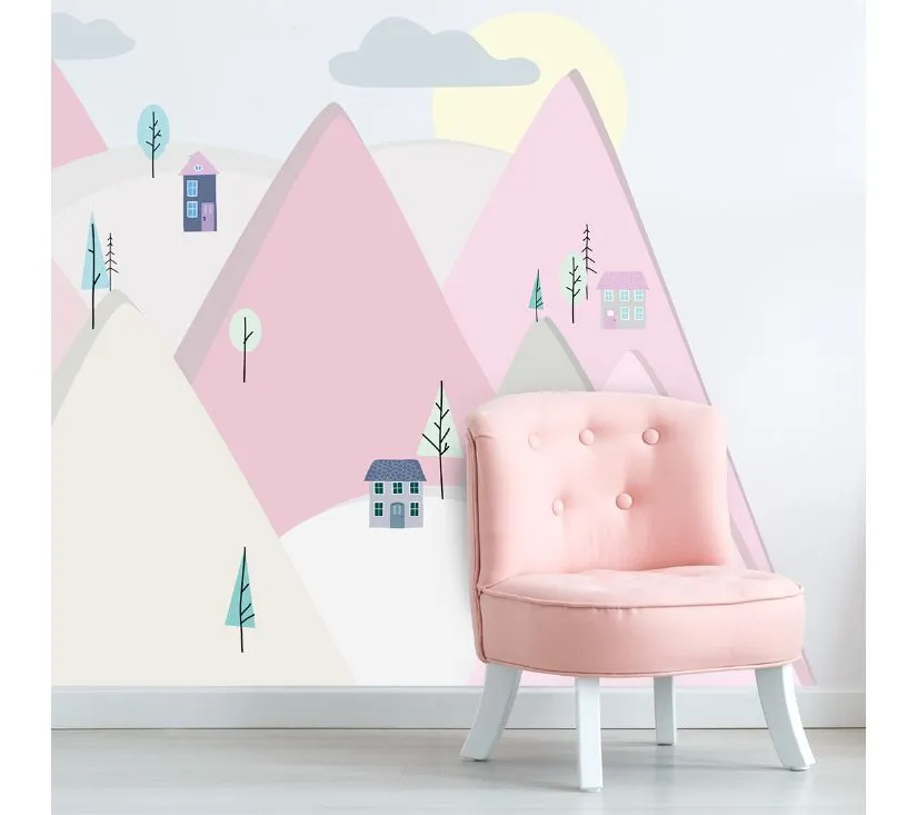 Pastelowe zidne naljepnice planine S roze - cover