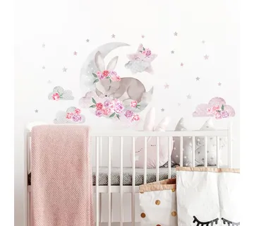 Pastelowe zidne naljepnice uspavani zeko roze - cover