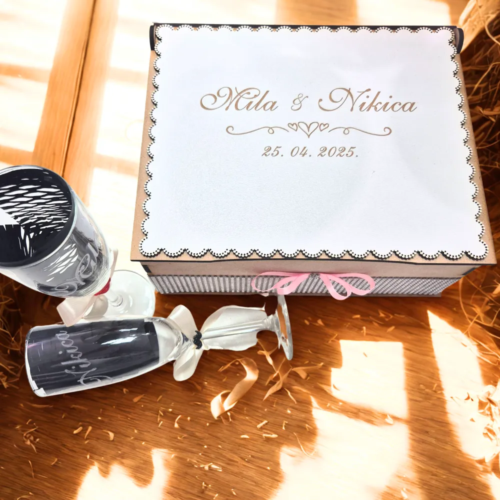 Poklon kutija s čašama za mladence “Trag ljubavi” - cover