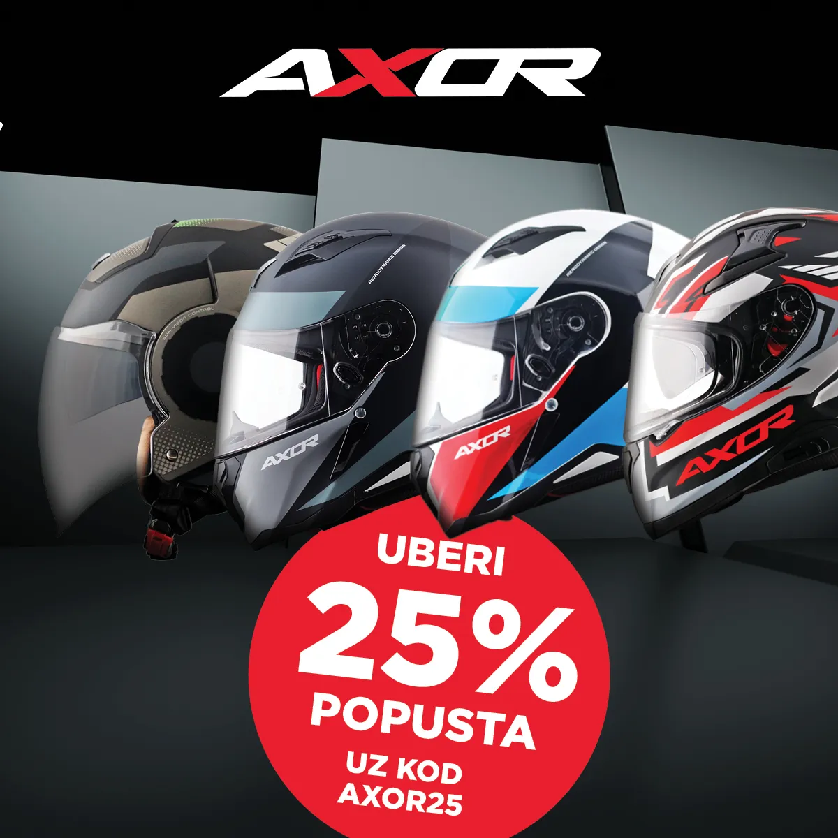 Kaciga AXOR APEX HEX-2 sjaj bijelo/crvena - cover