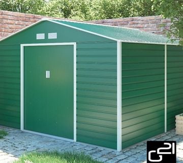 Vrtna metalna kućica 10,18 m² – 3,3 m x 3,1 m - ZELENA - cover