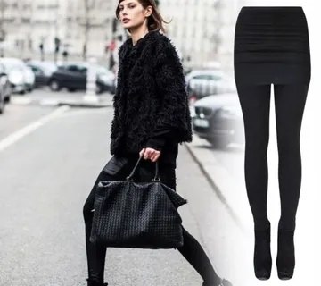 Udobne trendy pamučne steznik tajice sa suknjom u crnoj boji - cover